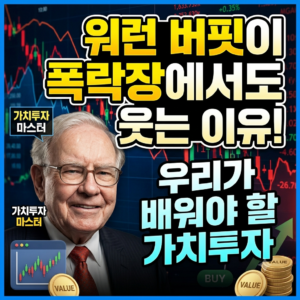 "워런 버핏이 폭락장에서도 웃는 이유: 우리가 배워야 할 가치투자"에 잘 맞는 썸네잉용 이미지 만들어 줘.