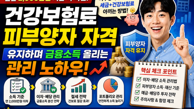 건강보험 피부양자 금융소득 2,000만원 기준 총정리! 이자·배당 늘리면서 자격 유지하는 관리법