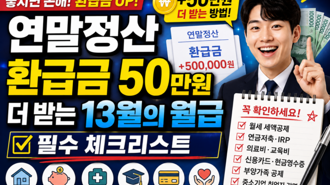 연말정산 환급금 50만 원 더 받는 13월의 월급 필수 체크리스트