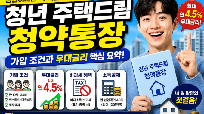 청년 주택드림 청약통장 가입 조건과 우대금리 신청 핵심 요약
