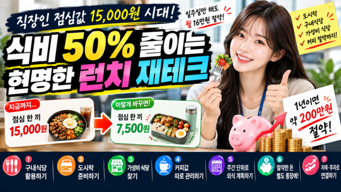 직장인 점심값 15,000원 시대에 식비 50% 줄이는 현명한 런치 재테크